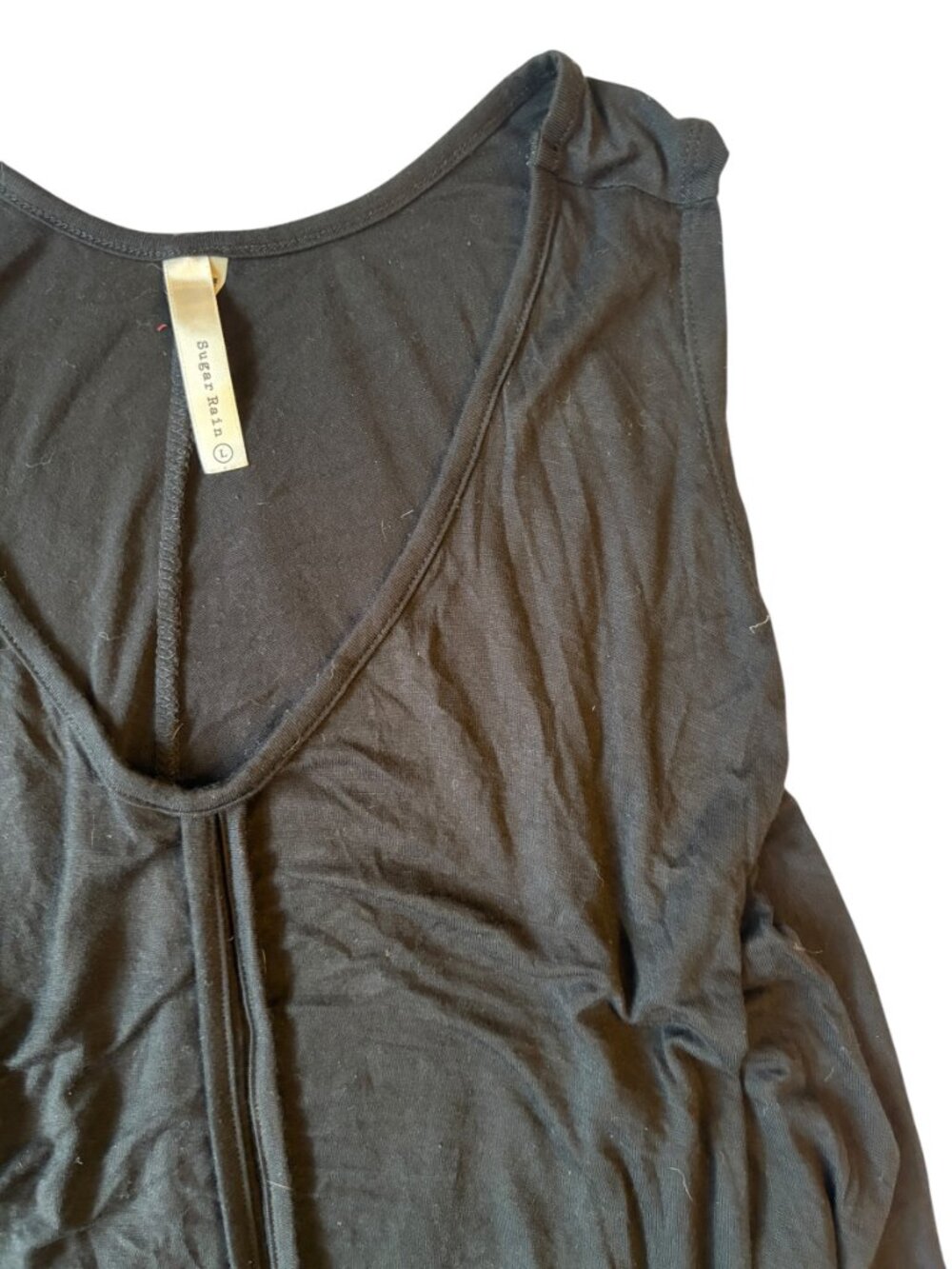 Long Black Sleeveless Tunic Size L - Picture 1 of 5